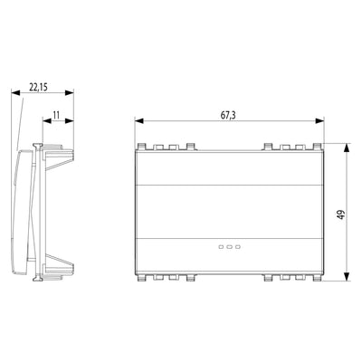 Tecla 3 módulos para apagador smart IoT para EVO y EXÉ EIKON opción acabado Negro Mate - Blanco Mate - Metal Mate de Vimar