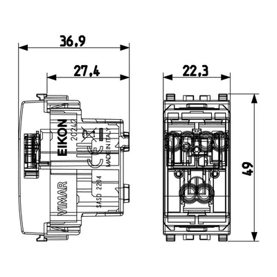 Contacto 1 módulo Toma 2P+T 15A 127V acabado Negro - Blanco - Gris Next para EVO y EXÉ EIKON de Vimar