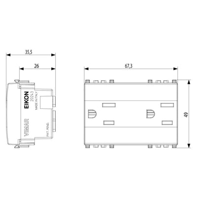 Contacto Dúplex 2P+T 15A 127V acabado Negro - Blanco - Gris Next para EVO y EXÉ EIKON de Vimar