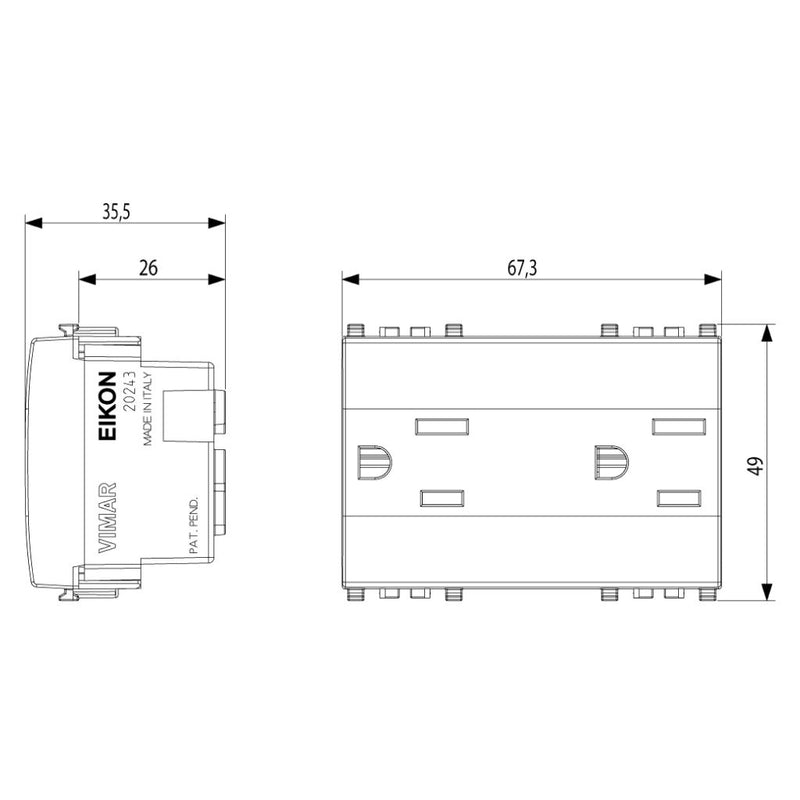 Contacto Dúplex 2P+T 15A 127V acabado Negro - Blanco - Gris Next para EVO y EXÉ EIKON de Vimar