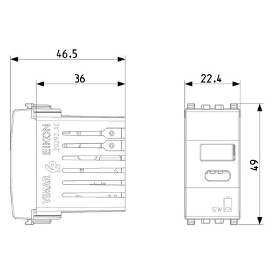 Alimentador USB A + C 5V 2,4A acabado Negro - Blanco - Gris Next para EVO y EXÉ EIKON de Vimar