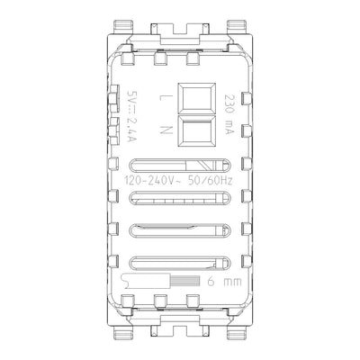 Alimentador USB A + C 5V 2,4A acabado Negro - Blanco - Gris Next para EVO y EXÉ EIKON de Vimar