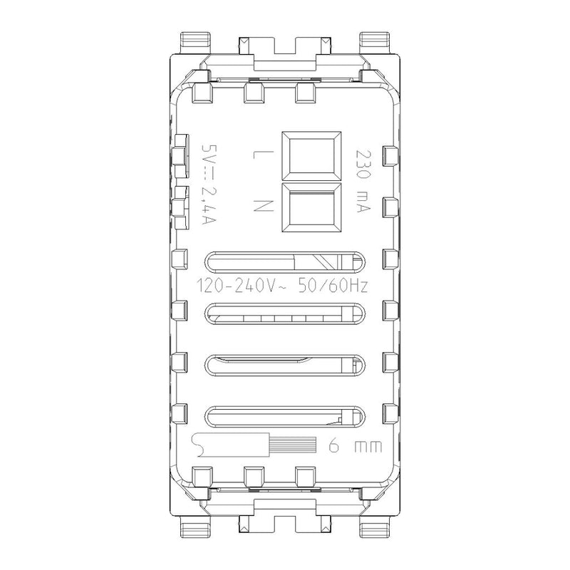 Alimentador USB A + C 5V 2,4A acabado Negro - Blanco - Gris Next para EVO y EXÉ EIKON de Vimar