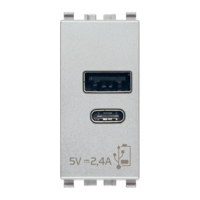 Alimentador USB A + C 5V 2,4A acabado Negro - Blanco - Gris Next para EVO y EXÉ EIKON de Vimar