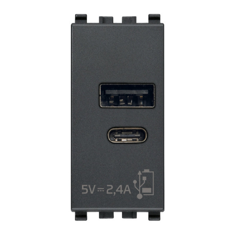 Alimentador USB A + C 5V 2,4A acabado Negro - Blanco - Gris Next para EVO y EXÉ EIKON de Vimar