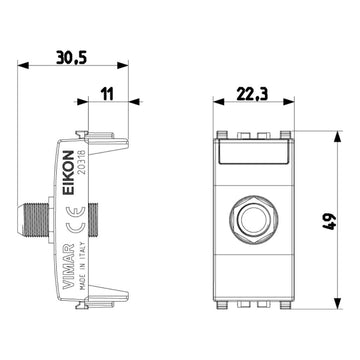 Toma TV tipo F hembra acabado Negro - Blanco - Gris Next para EVO y EXÉ EIKON de Vimar