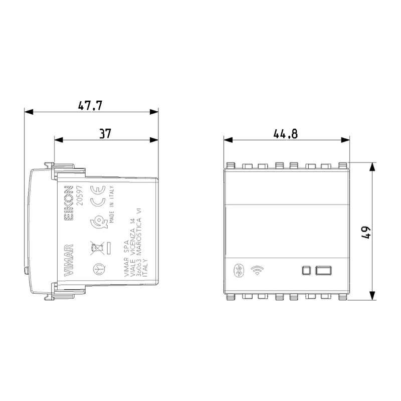 Gateway smart IoT 2 módulos opción Negro Mate - Blanco Mate - Metal Mate para EVO y EXÉ EIKON de Vimar