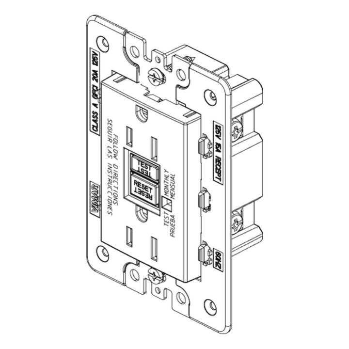 Contacto Duplex GFCI 2P+T 15A 125V con GFCI acabado Negro - Blanco - Gris Next para EVO y EXÉ EIKON de Vimar