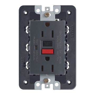 Contacto Duplex GFCI 2P+T 15A 125V con GFCI acabado Negro - Blanco - Gris Next para EVO y EXÉ EIKON de Vimar