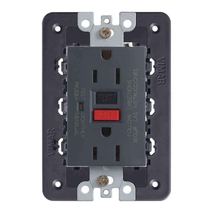 Contacto Duplex GFCI 2P+T 15A 125V con GFCI acabado Negro - Blanco - Gris Next para EVO y EXÉ EIKON de Vimar