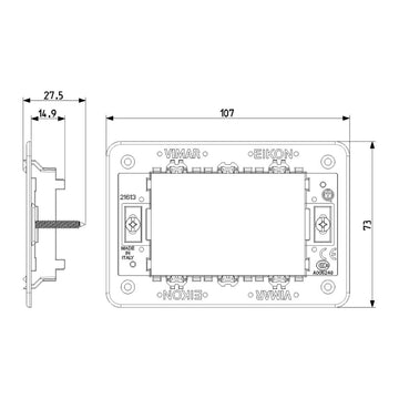 Soporte 3 módulos para placa Eikon Evo y Exé, incluye tornillos de Vimar