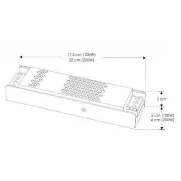 Fuente de poder conmutada 100W (90W máx.) 24Vcc, FP>0.9, THD<=10%, entrada 110-277Vca  para interiores de iLumileds
