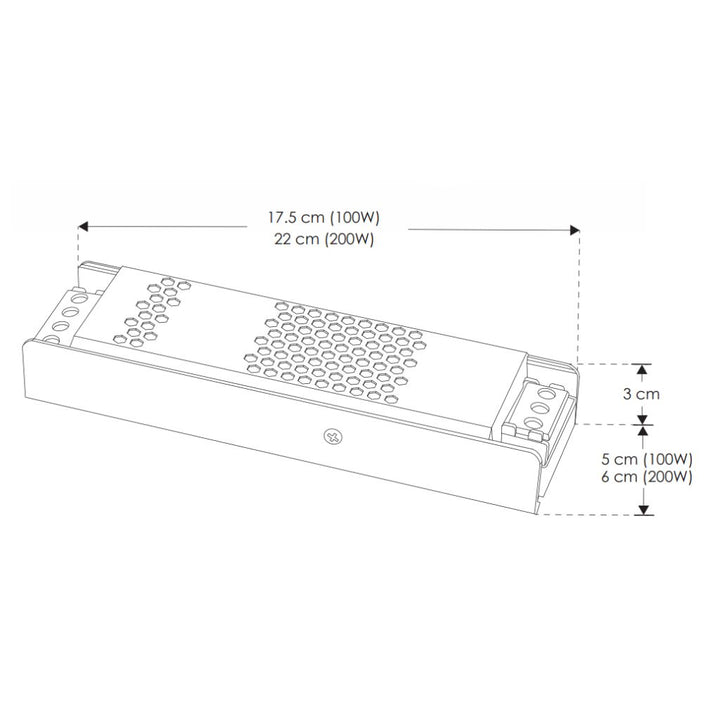 Fuente de poder conmutada 100W (90W máx.) 24Vcc, FP>0.9, THD<=10%, entrada 110-277Vca  para interiores de iLumileds