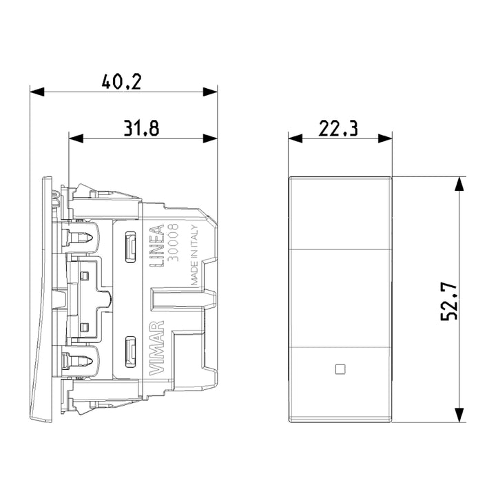 Pulsador 1P NO axial 1P 10AX acabado Blanco - Cáñamo - Negro para LINEA de Vimar