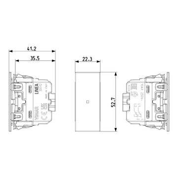 Interruptor cruzado (apagador cuatro vías) axial 1P 10AX acabado Blanco - Cáñamo - Negro para LINEA de Vimar