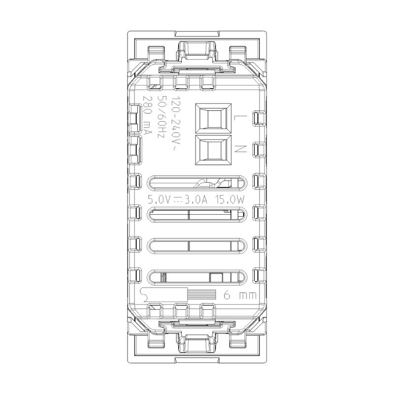 Alimentador USB A + C 5V 2.4A, 1 módulo acabado Blanco - Cáñamo - Negro para LINEA de Vimar