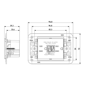 Contacto Dúplex GFCI 2P+T 15A 125V (incluye soporte) acabado Blanco - Cáñamo - Negro para LINEA de Vimar
