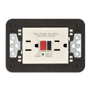 Contacto Dúplex GFCI 2P+T 15A 125V (incluye soporte) acabado Blanco - Cáñamo - Negro para LINEA de Vimar