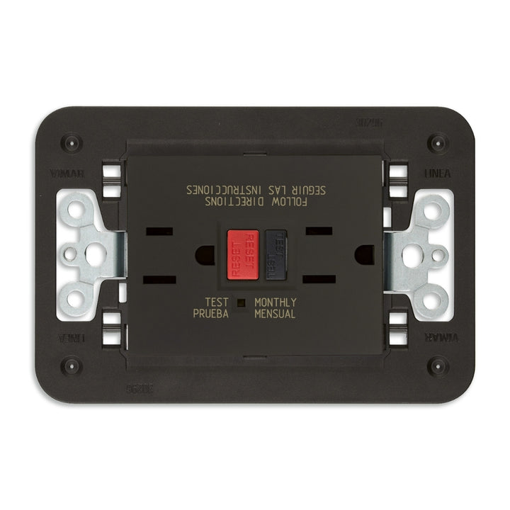 Contacto Dúplex GFCI 2P+T 15A 125V (incluye soporte) acabado Blanco - Cáñamo - Negro para LINEA de Vimar