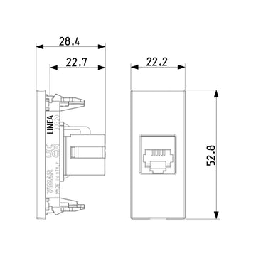 Conector telefónico RJ11 6/4 acabado Blanco - Cáñamo - Negro para LINEA de Vimar