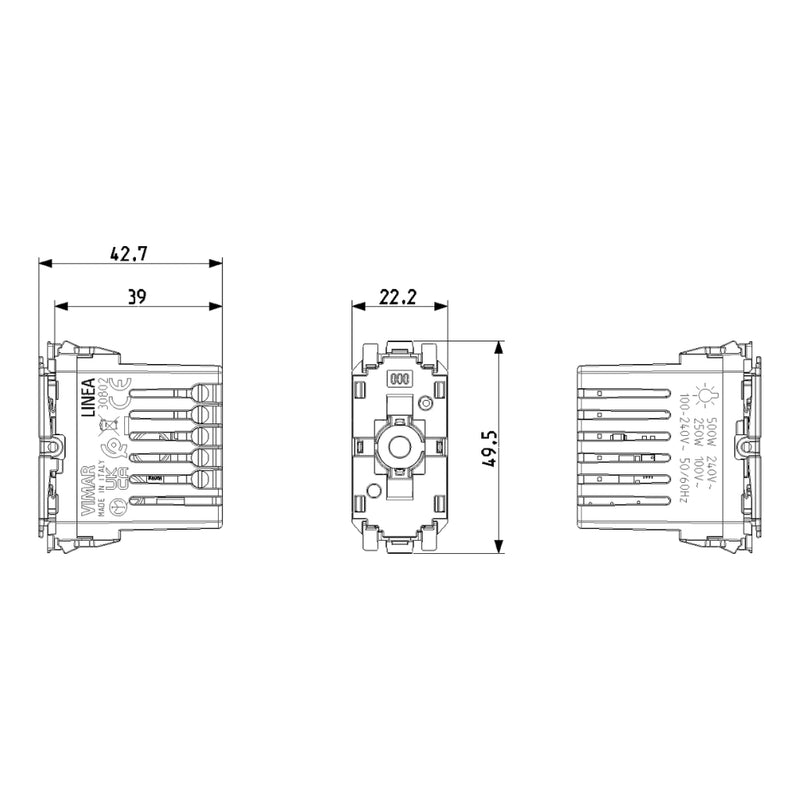 Apagador mecanismo smart IoT (sencillo y de escalera, requiere agregar teclas) para LINEA de Vimar