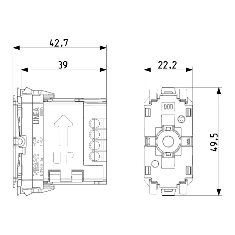 Dimmer mecanismo smart IoT (requiere agregar teclas) para LINEA de Vimar