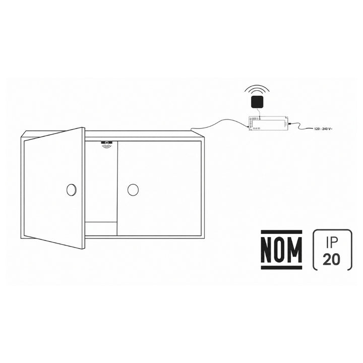 Sensor de puerta para fuente de poder de la serie CPGAB (requiere receptor modelo ILUSWRCVGAB, se vende por separado), incluye cable USB para carga y soporte magnético de iLumileds