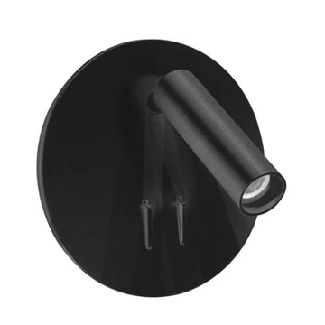 Luminario para lectura sobreponer en muro MARA 9W luz cálida dirigible y orientable, doble apagador local  para luz de lectura y luz indirecta, acabado negro y blanco de AURO Lighting