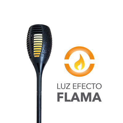 Antorcha LED solar con efecto flama, fotocelda integrada 1W, acabado negro de Philco