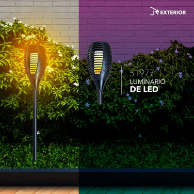 Antorcha LED solar con efecto flama, fotocelda integrada 1W, acabado negro de Philco