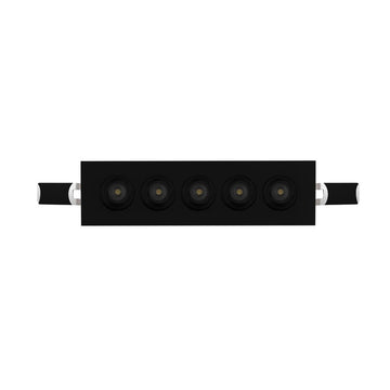 Luminario rectangular puntual 10W 36° bajo deslumbramiento, acabado negro con 5 cuerpos con chips marca Osram 85-277V de iLumileds