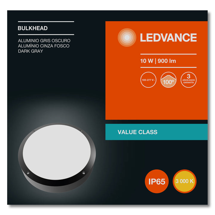 Luminario exterior BULKHEAD 10W luz cálida (3000K) 100-277V de Ledvance
