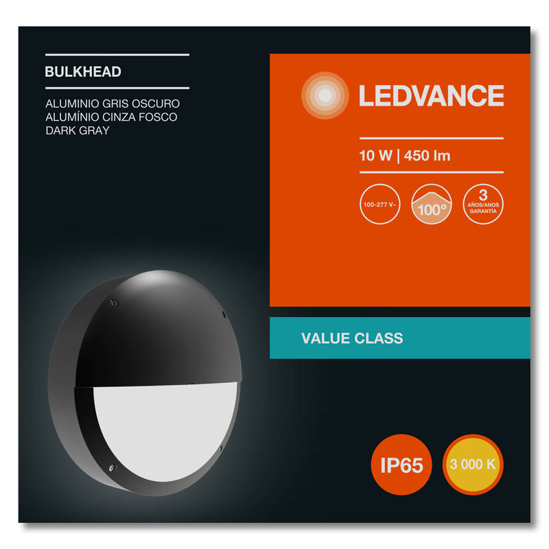 Luminario exterior BULKHEAD MID 10W luz cálida (3000K) 100-277V de Ledvance