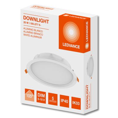 DOWNLIGHT 20W atenuable 0-10V 100-277V (Ø17cm) opciones color de luz (4000K o  6500K) de Ledvance