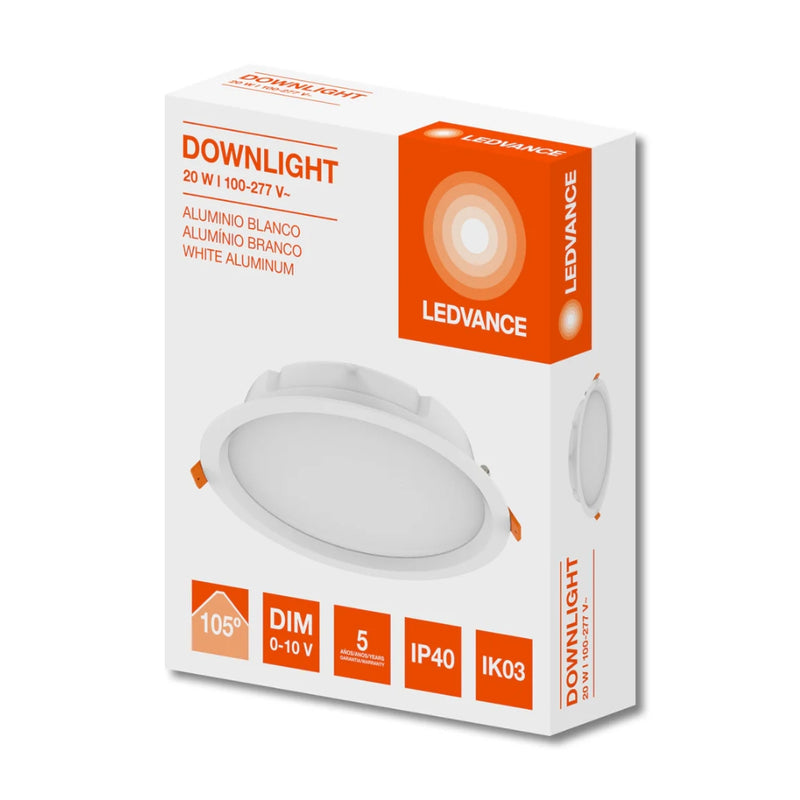 DOWNLIGHT 20W 0-10V (Ø17cm) opciones color de luz (4000K o  6500K) 100-277V de Ledvance