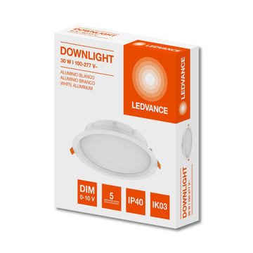 DOWNLIGHT 30W 0-10V (Ø22cm) color de luz Neutro 4000K o frío 6500K 100-277 de Ledvance