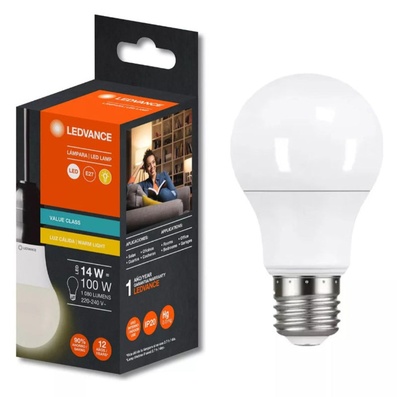 Foco LED ECO A40 8.5W 3 pack luz cálida (3000K) o fría (6500K) 120-240V de Ledvance