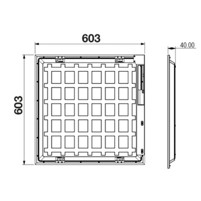 Panel LED PFM 60.3x60.3cm color de luz y potencia selectable (3000K - 4000K - 5000K) (26W - 3380lm / 36W - 4680lm / 46W - 5980lm) 0-10V 100-277V de Ledvance