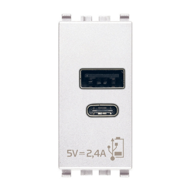 Alimentador USB A + C 5V 2,4A acabado Negro - Blanco - Gris Next para EVO y EXÉ EIKON de Vimar