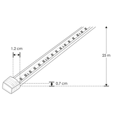 Tira LED 2835 7W/m luz cálida (2700K) NONWIRE bajo costo, rollo de 25m, atenuable, 127V IP65 de iLumileds