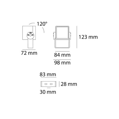 Luminario cubico de exterior para sobreponer TANIT 8W 25° luz cálida (3000K) orientable, 100-240 Vca, acabado gris de AURO Lighting