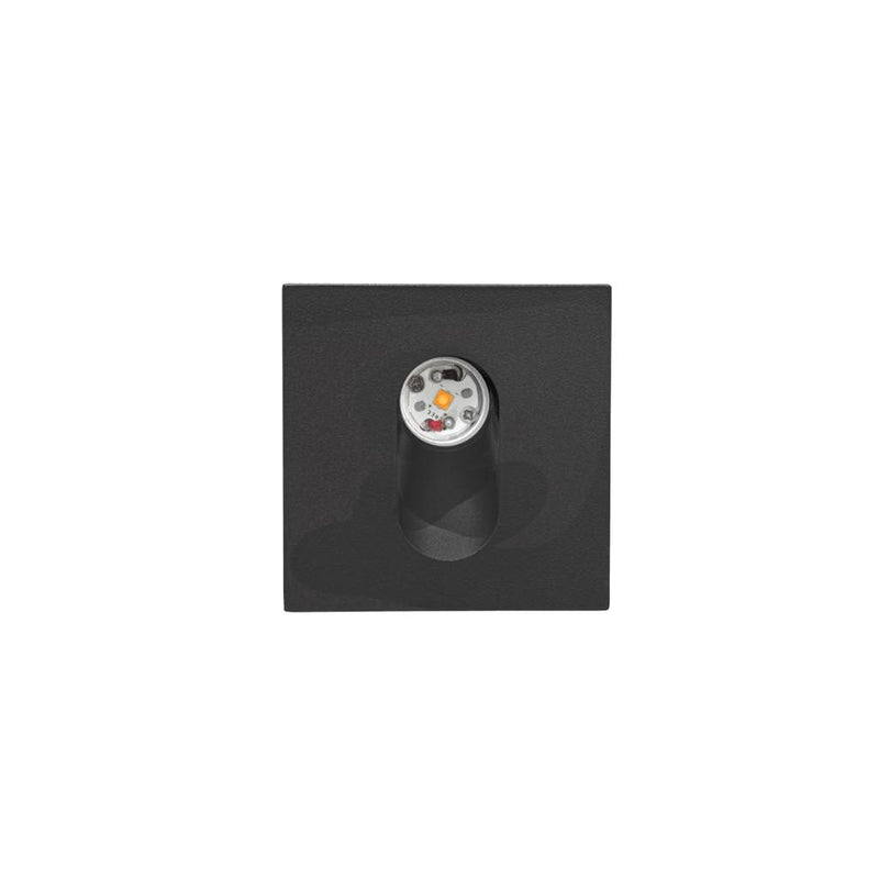 Luminario cuadrado de cortesía para empotrar en pared PASSO EXTERIOR 3W luz cálida (3000K), 100-240V acabado blanco o negro de AURO Lighting.
