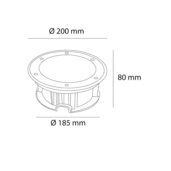 Luminario empotrar en piso ABA 30W 30° luz cálida (3000K) 100-240V, acabado aluminio de AURO Lighting