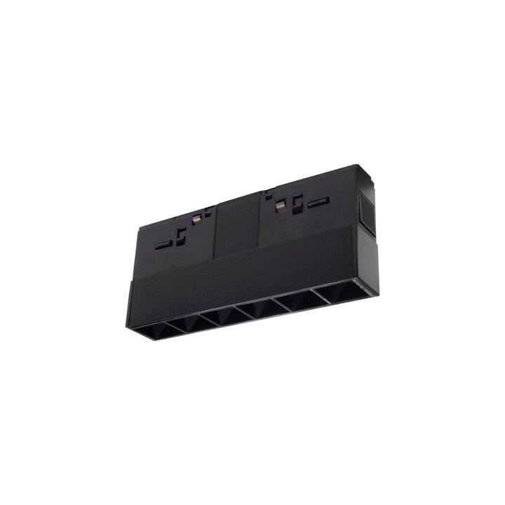 Luminario de 6 difusores de riel MAGNETO ATENUABLE 9W, 11.2cm, 48Vcd, 3000K, ángulo 24°, 0-10V, acabado negro de AURO Lighting