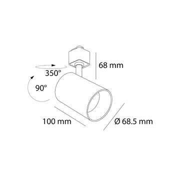 Luminario ENKEL para riel monofásico, dirigible y orientable para GU10, acabado blanco o negro de AURO Lighting.
