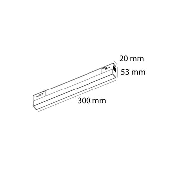 Luminario lineal de riel MAGNETO ATENUABLE 9W, 30cm, 48Vcd, 3000K, ángulo 110°, 0-10V, acabado negro de AURO Lighting
