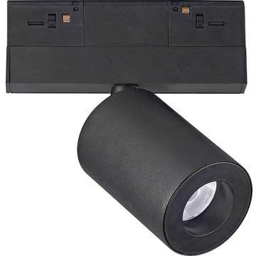 Luminario spot de riel MAGNETO ATENUABLE 9W dirigible y orientable, 48Vcd, 3000K, ángulo 8°, 0-10V, acabado negro de AURO Lighting