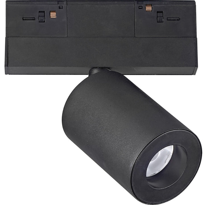 Luminario spot de riel MAGNETO ATENUABLE 9W dirigible y orientable, 48Vcd, 3000K, ángulo 8°, 0-10V, acabado negro de AURO Lighting