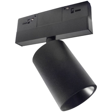 Luminario spot de riel MAGNETO ATENUABLE 12W dirigible y orientable, 48Vcd, 3000K, ángulo 24°, 0-10V, acabado negro de AURO Lighting