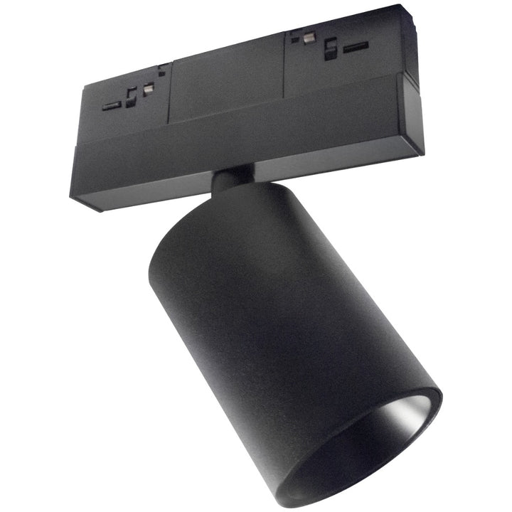 Luminario spot de riel MAGNETO ATENUABLE 12W dirigible y orientable, 48Vcd, 3000K, ángulo 24°, 0-10V, acabado negro de AURO Lighting